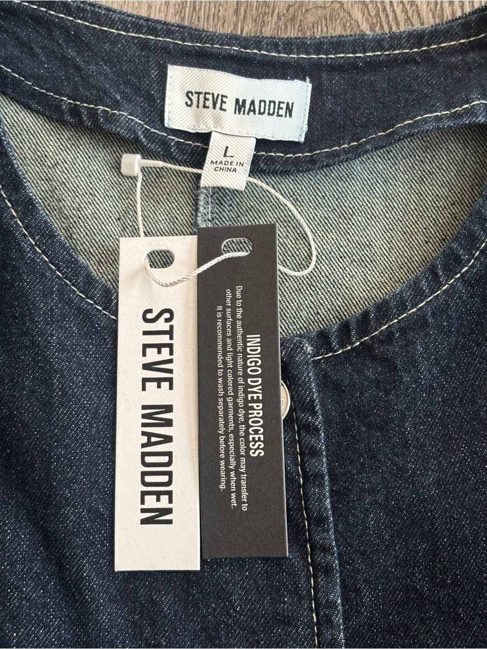 Steve Madden  Navy Denim Ruffle-Hem Jacket - Picture 4 of 5